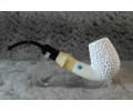 Block Meerschaum Rustic Pipe with Turquoise Iran Stone
