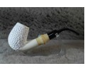 Block Meerschaum Rustic Pipe with Turquoise Iran Stone