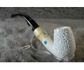 Block Meerschaum Rustic Pipe with Turquoise Iran Stone