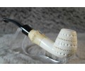 Block Meerschaum Pipe Bamboo with Turquoise stone