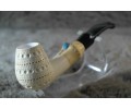 Block Meerschaum Pipe Bamboo with Turquoise stone