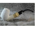 Block Meerschaum Rustic Pipe with Turquoise Iran Stone