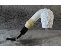Block Meerschaum Rustic Pipe with Turquoise Iran Stone