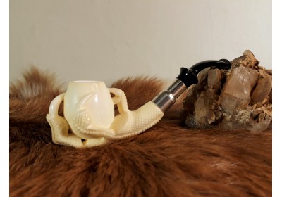 Block Meerschaum Silvery Eagle Claw Pipe
