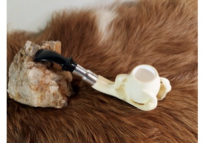 Block Meerschaum Silvery Eagle Claw Pipe