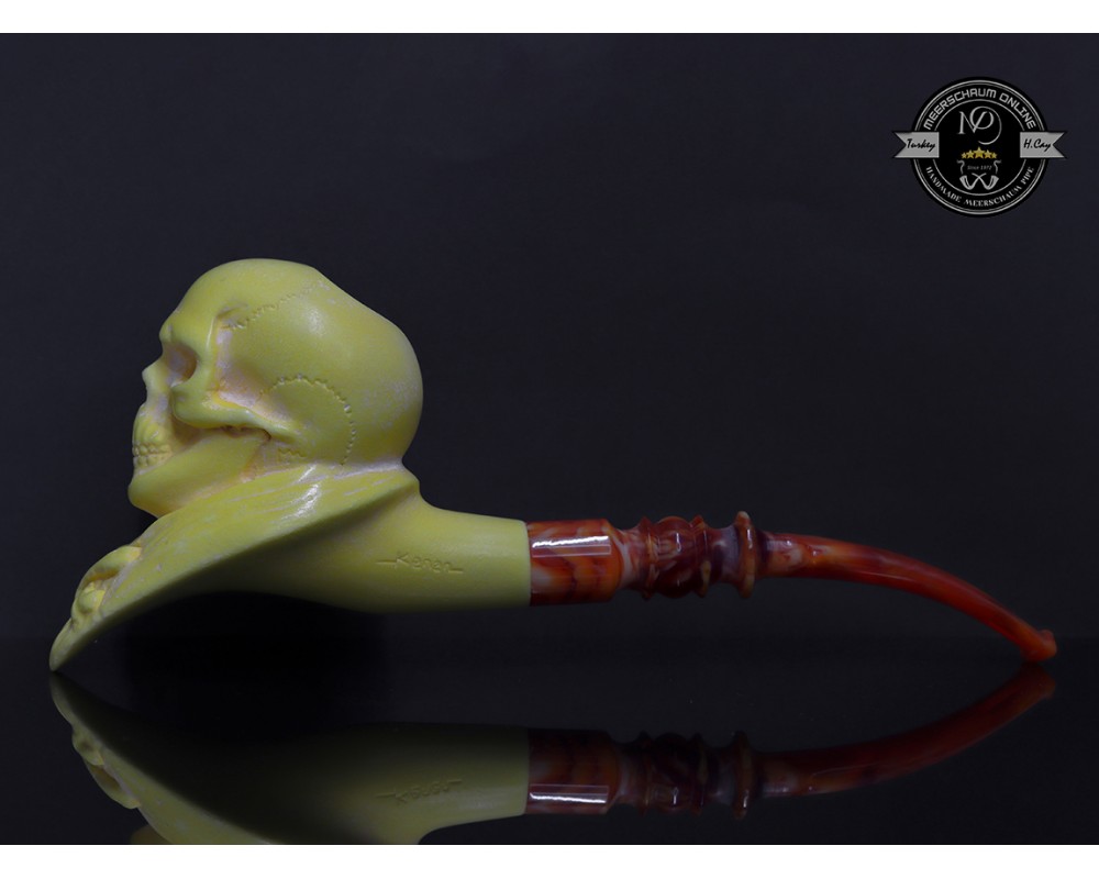 Handmade Block Meerschaum Skull Pipe