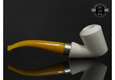 Handmade Block Meerschaum Silvery Band Pipe