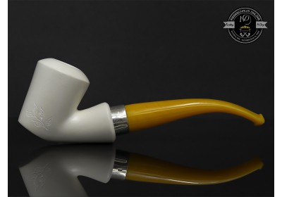 Handmade Block Meerschaum Silvery Band Pipe