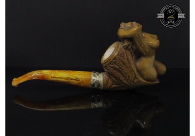 Handmade Block Meerschaum Silvery Naked Girl Pipe