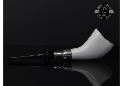 Handmade Block Meerschaum Silvery Horn Pipe