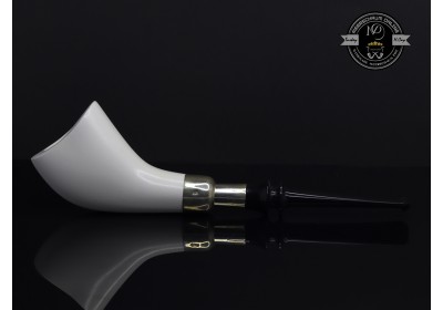 Handmade Block Meerschaum Silvery Horn Pipe