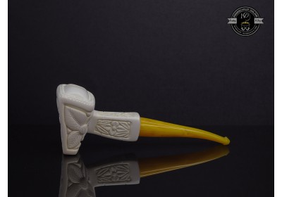 Block Meerschaum Flower Design Pipe