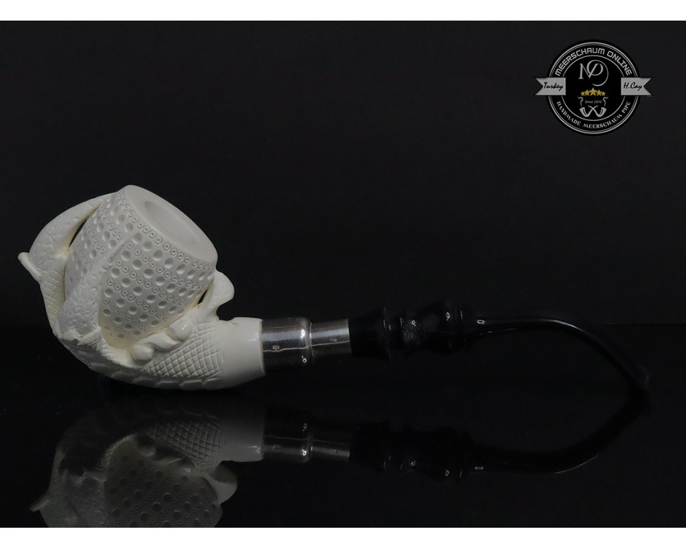 Handmade Block Meerschaum Silvery Eagle Claw Pipe