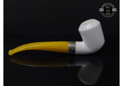 Handmade Block Meerschaum Silvery Band Pipe