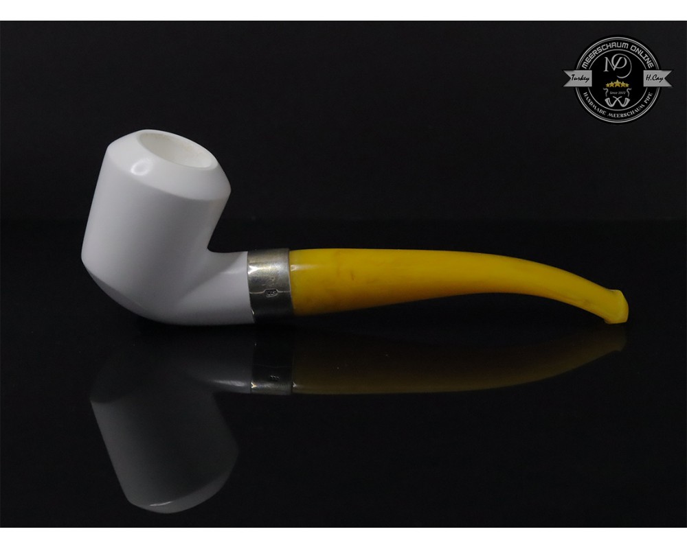 Handmade Block Meerschaum Silvery Band Pipe