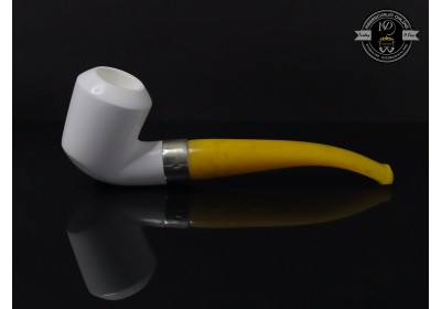 Handmade Block Meerschaum Silvery Band Pipe