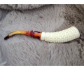 Horn Pipe Carved Basket Figure Horn Pipe Carved Basket Figure