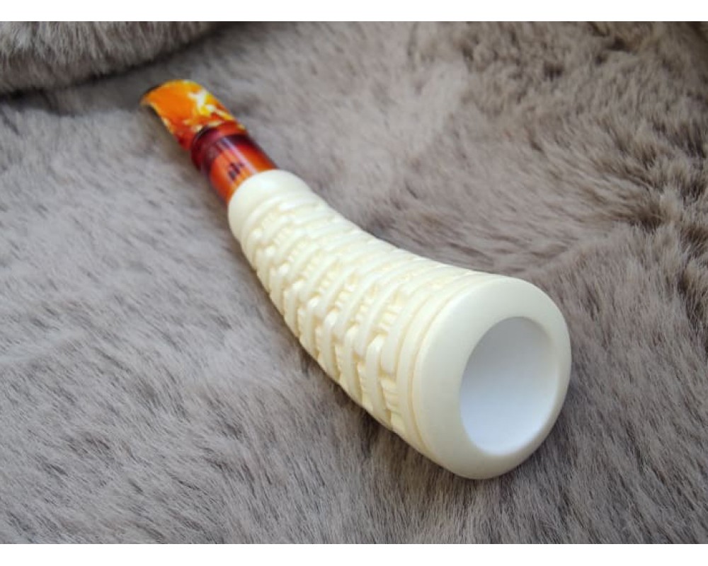 Horn Pipe Carved Basket Figure Horn Pipe Carved Basket Figure