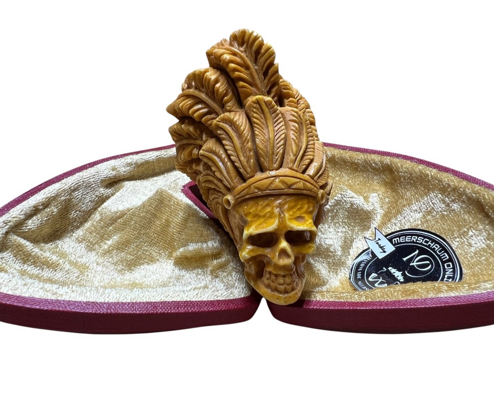 Block Meerschaum Tribal Skull Pipe