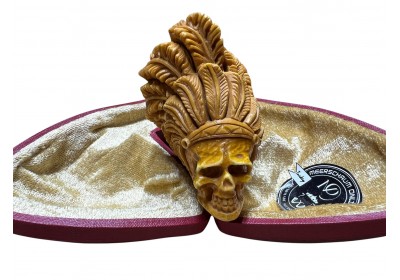 Block Meerschaum Tribal Skull Pipe
