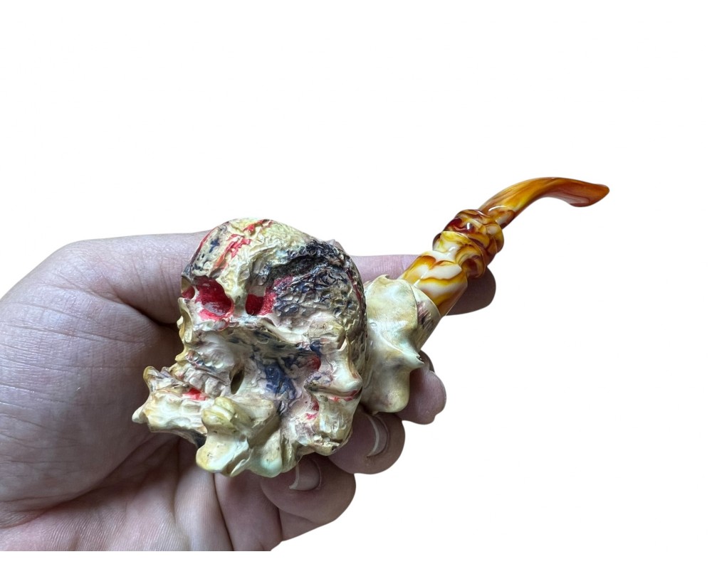 Block Meerschaum Blood Skull Pipe Block Meerschaum Blood Skull Pipe